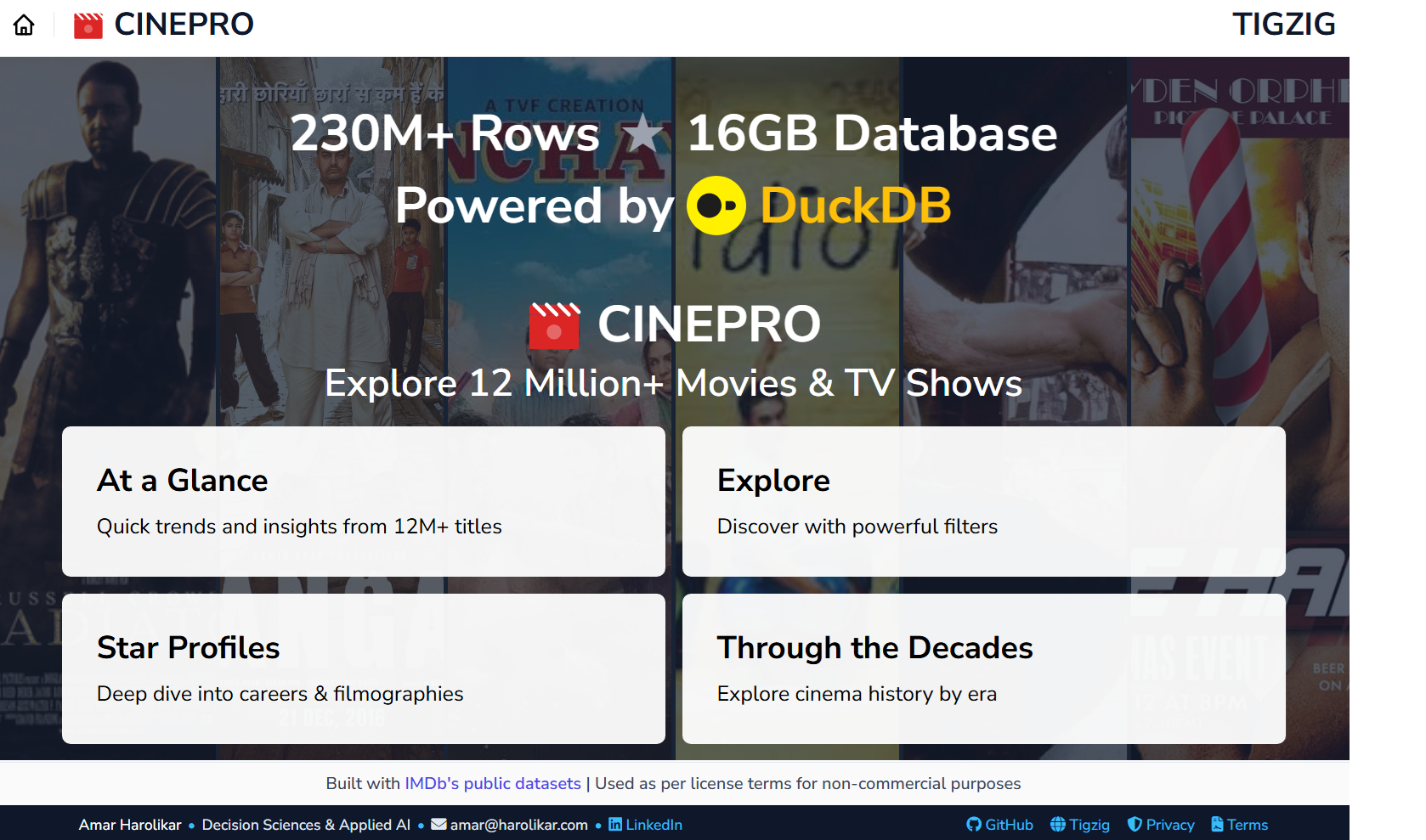 CinePro - 230M Rows, 16GB Database, Instant Queries with DuckDB