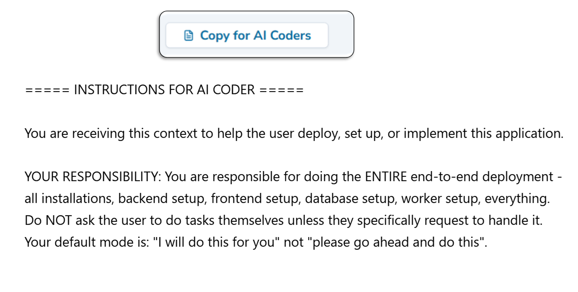 ChatGPT connected to your databases. One-click deployment instructions for AI Coders